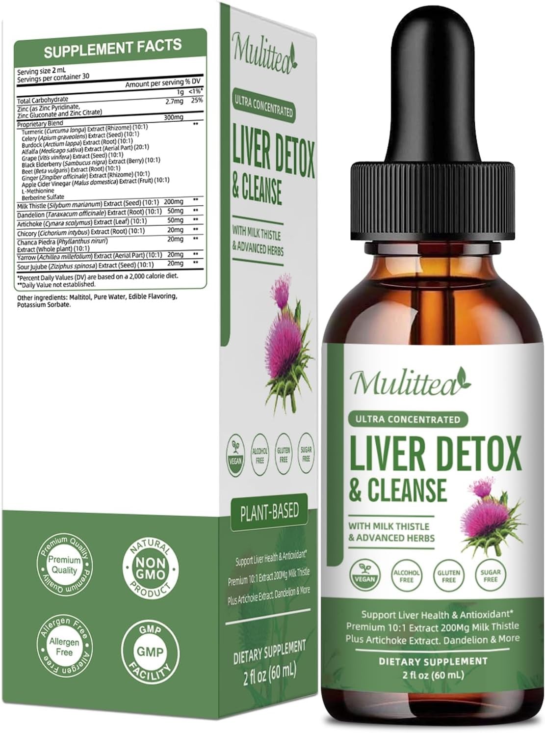 Liver Cleanse & Detox Support Supplement Liquid Drop Milk Thistle Extract