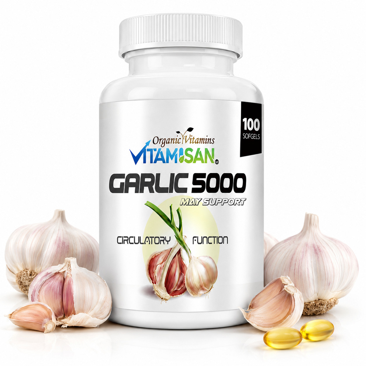 2 Garlic Fresh Extract 5000 mg Cholesterol Health supp 200 Antioxidant Pills gel