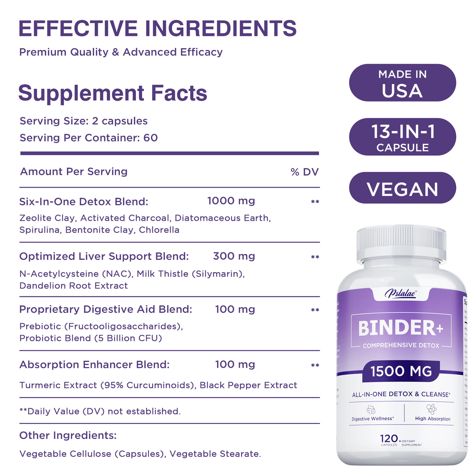 Binder Detox – Activated Carbon, Zeolite – Detox Support, Natural Cleanse Aid