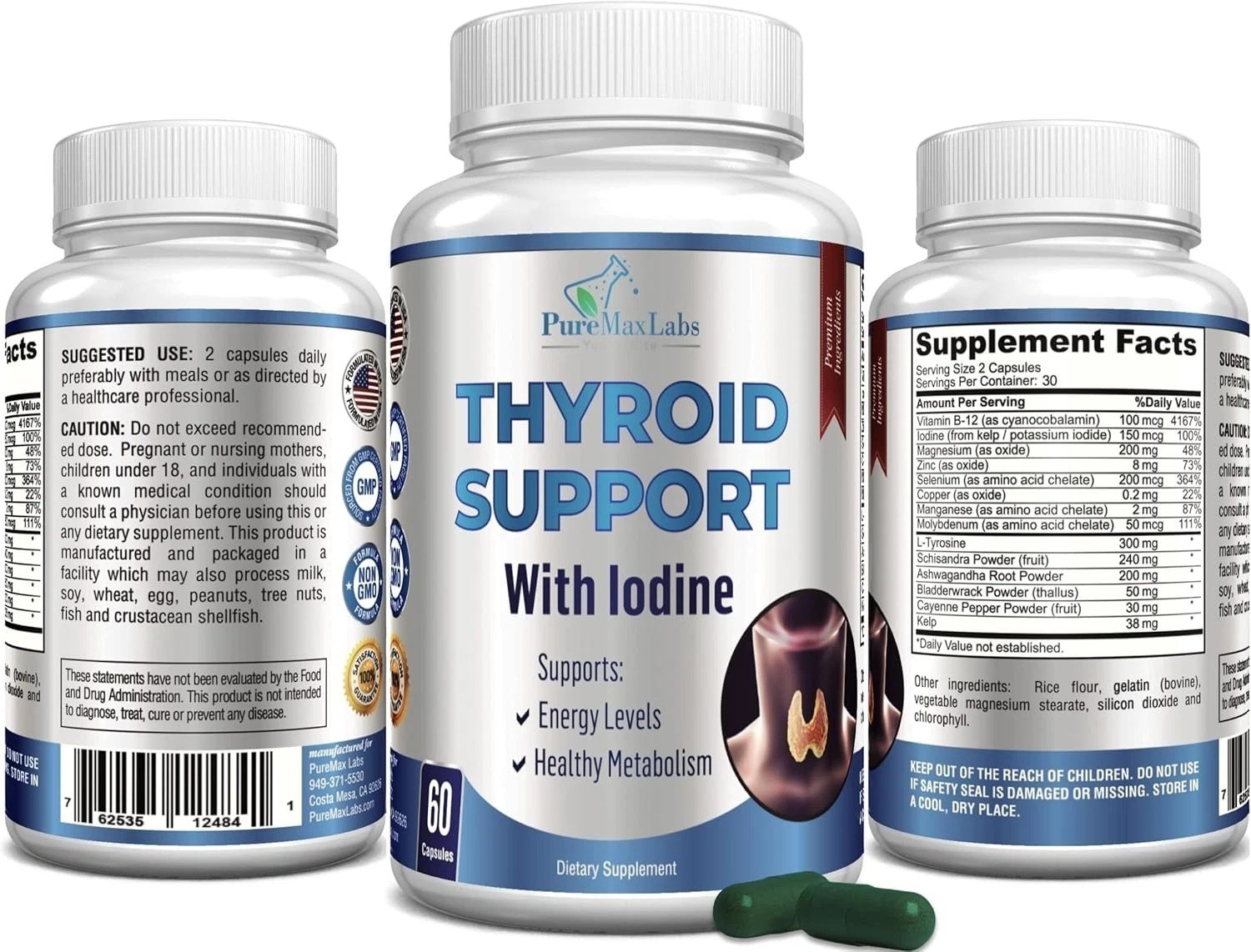 Thyroid Support with Iodine – Metabolism Booster, Energy Booster, Increase Focus