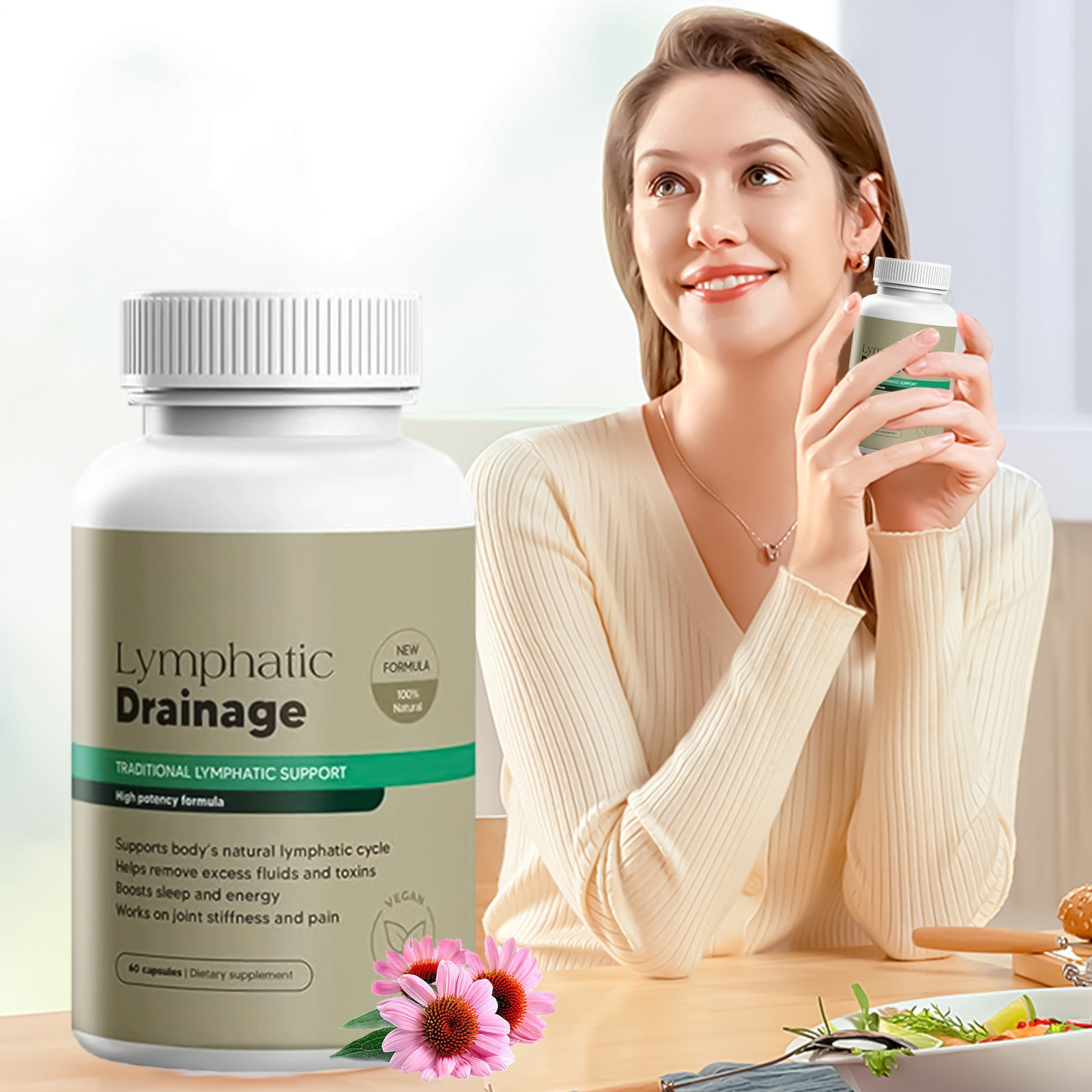 Lymphatic Sculptique Drainage Capsules , New Maximum Potency Formula , 60 Capsul