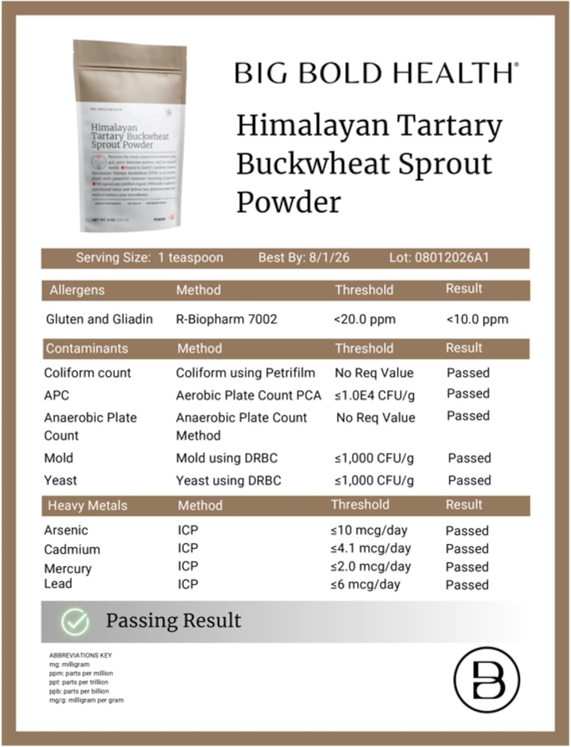BIG BOLD HEALTH Himalayan Tartary Buckwheat Sprout Powder – Immune Support Su…