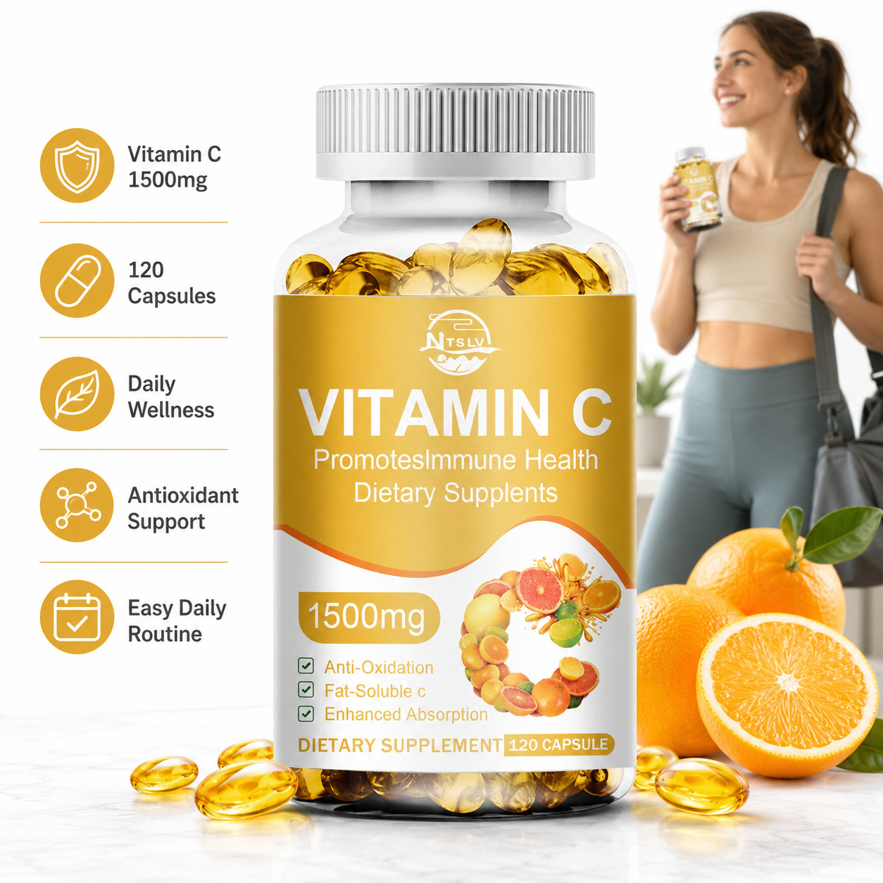 Vitamin C 1500mg 120 Capsules Antioxidant Immune Support