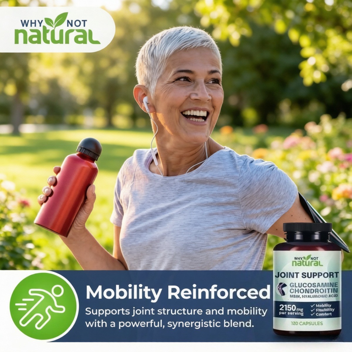 Why Not Natural 5-in-1 Joint Supplement Glucosamine Chondroitin MSM HA 120 Count