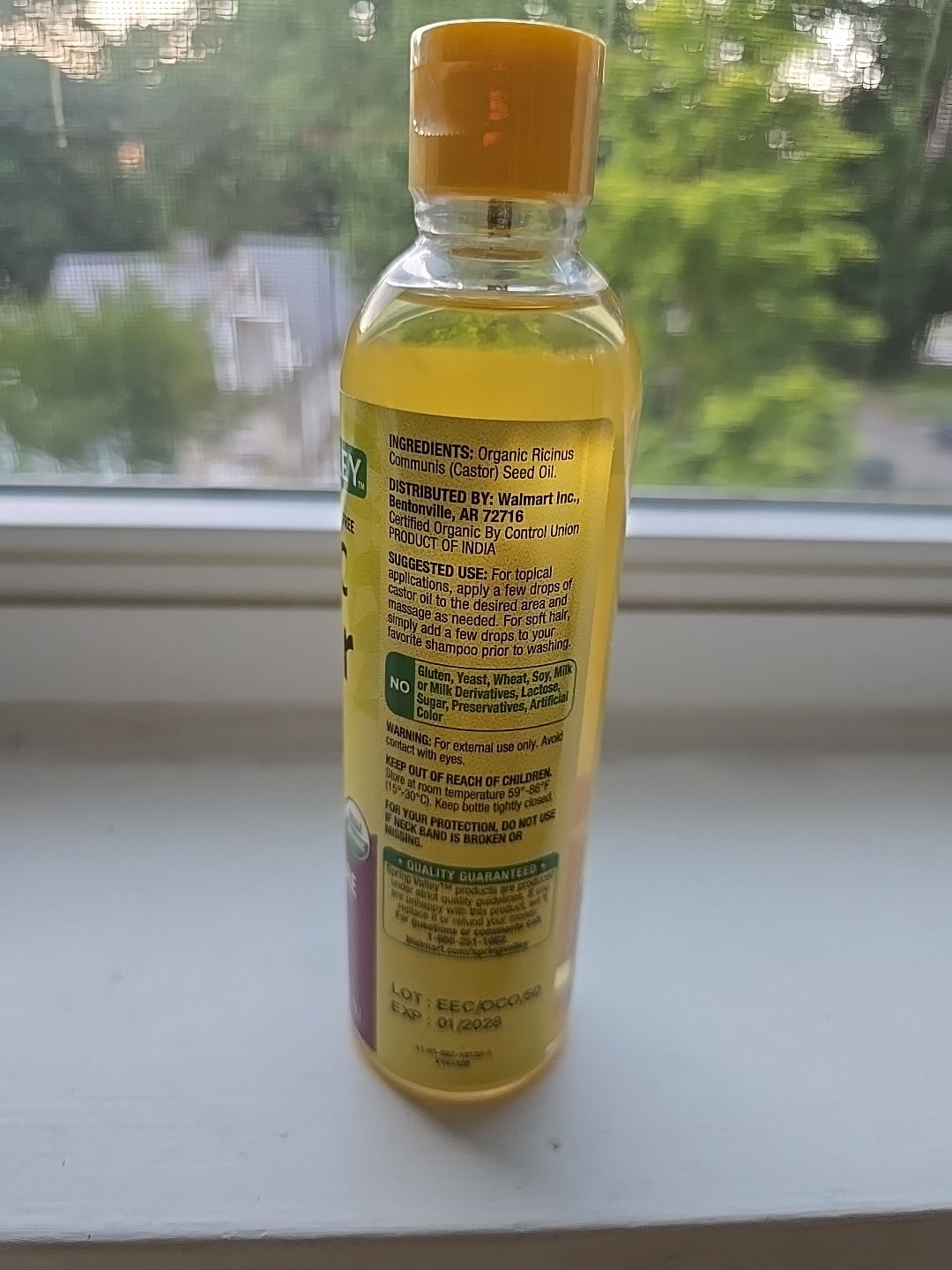 Spring Valley Cold-Pressed Castor Oil Organic for Hair & Skin 8 fl oz