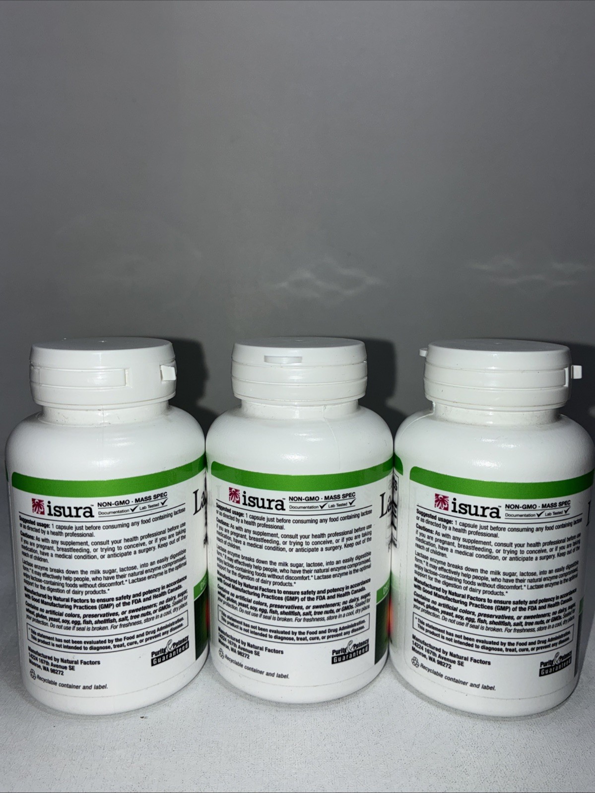 3 Sealed Lactase Enzyme Supplement 60 Caps Each