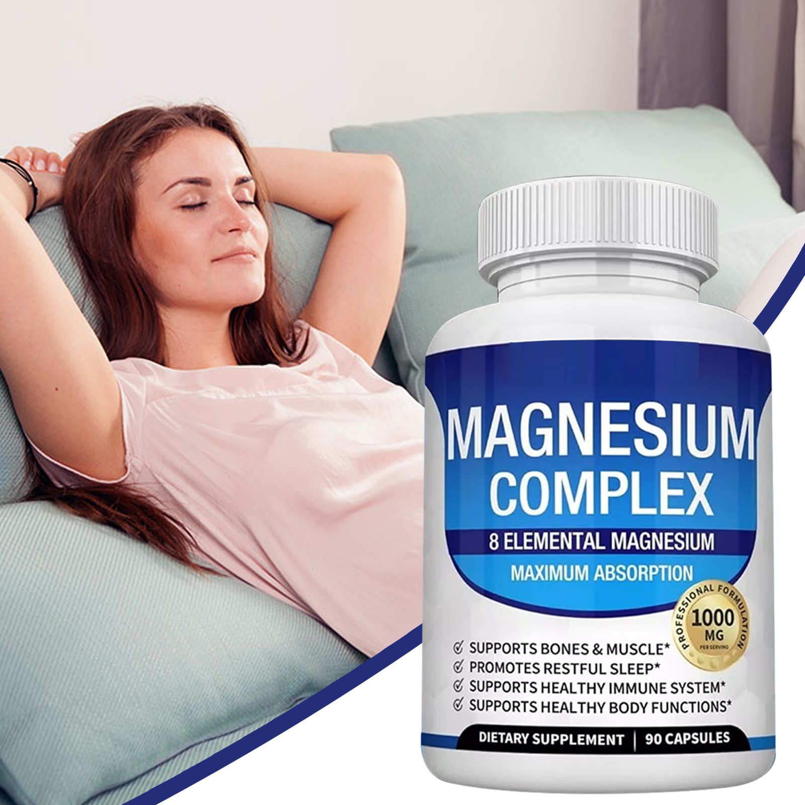 Enhanced Magnesium Glycinate Complex 1000mg – 90 Capsules 8 elements magnesium