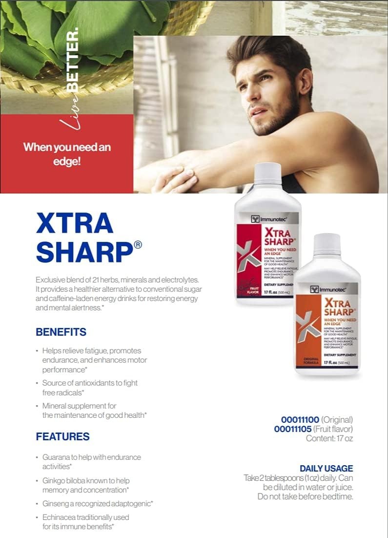Natural Xtra-Sharp Fruit Flavor – 16 oz Liquid Energy & Wellness Supplement