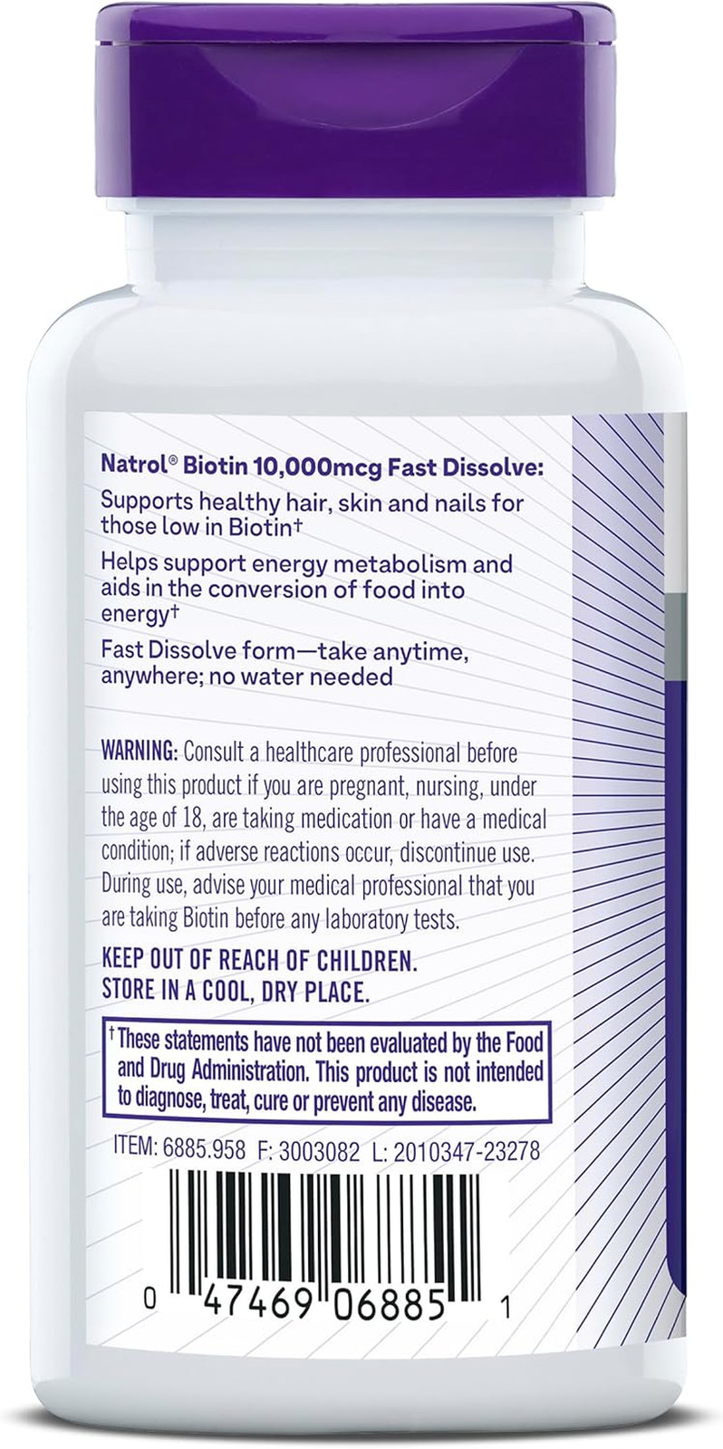 Natrol Biotin 10,000 Mcg. Fast Dissolve Tablets, 250 Count