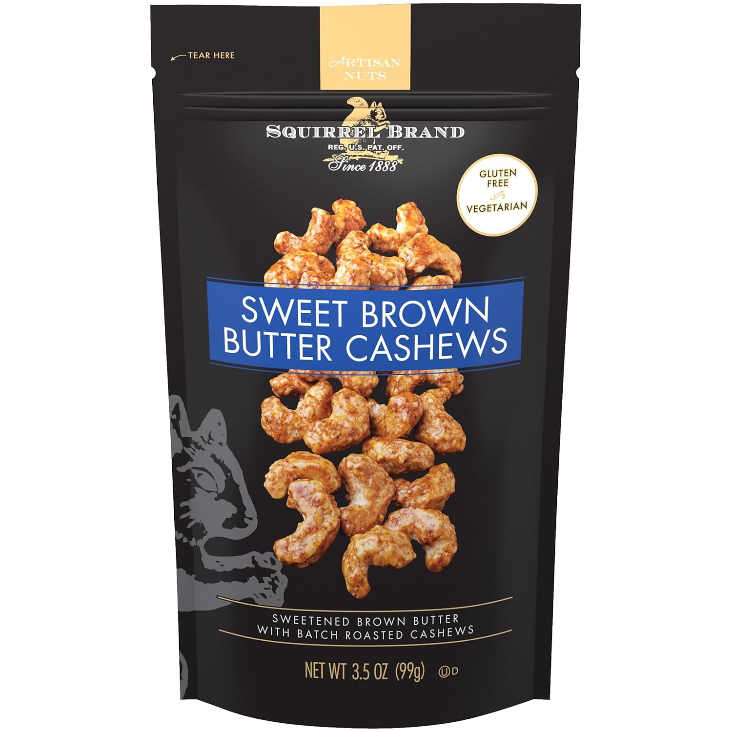 Squirrel Brand Sweet Brown Butter Cashews, 3.5 Ounces Ounce (Pack of 1)
