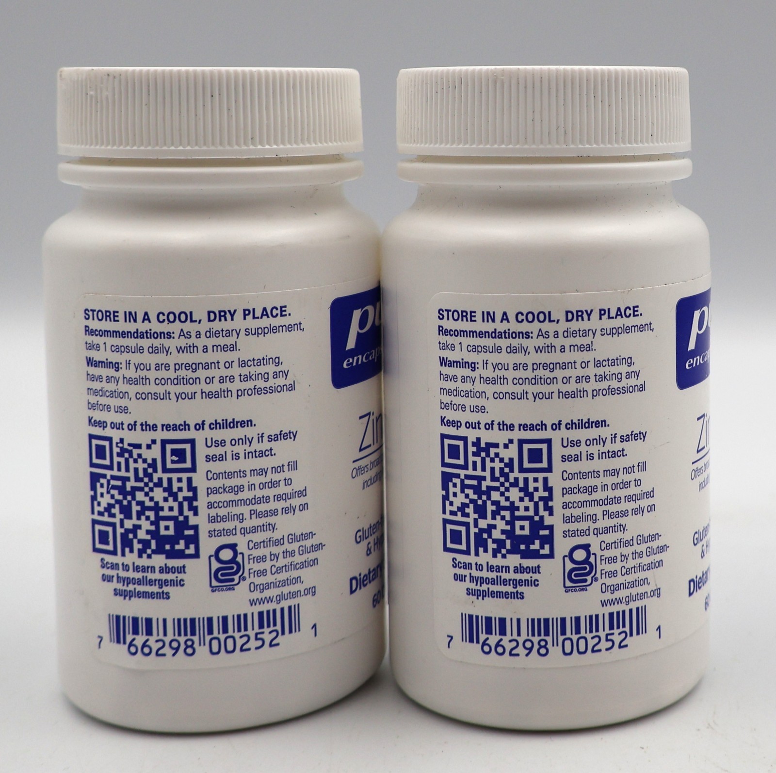 2-PACK – Pure Encapsulations Zinc 30 mg – Dietary Supplement 60 Count BB 04/2028
