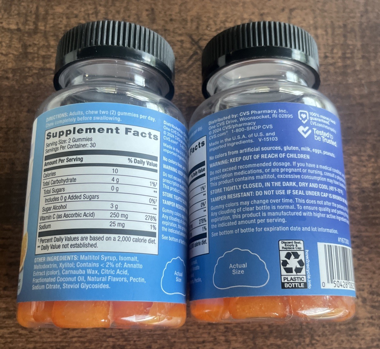 CVS Health Zero Sugar Vitamin C Gummies 250mg 120 Vegetarian Gummies Exp 07/2026