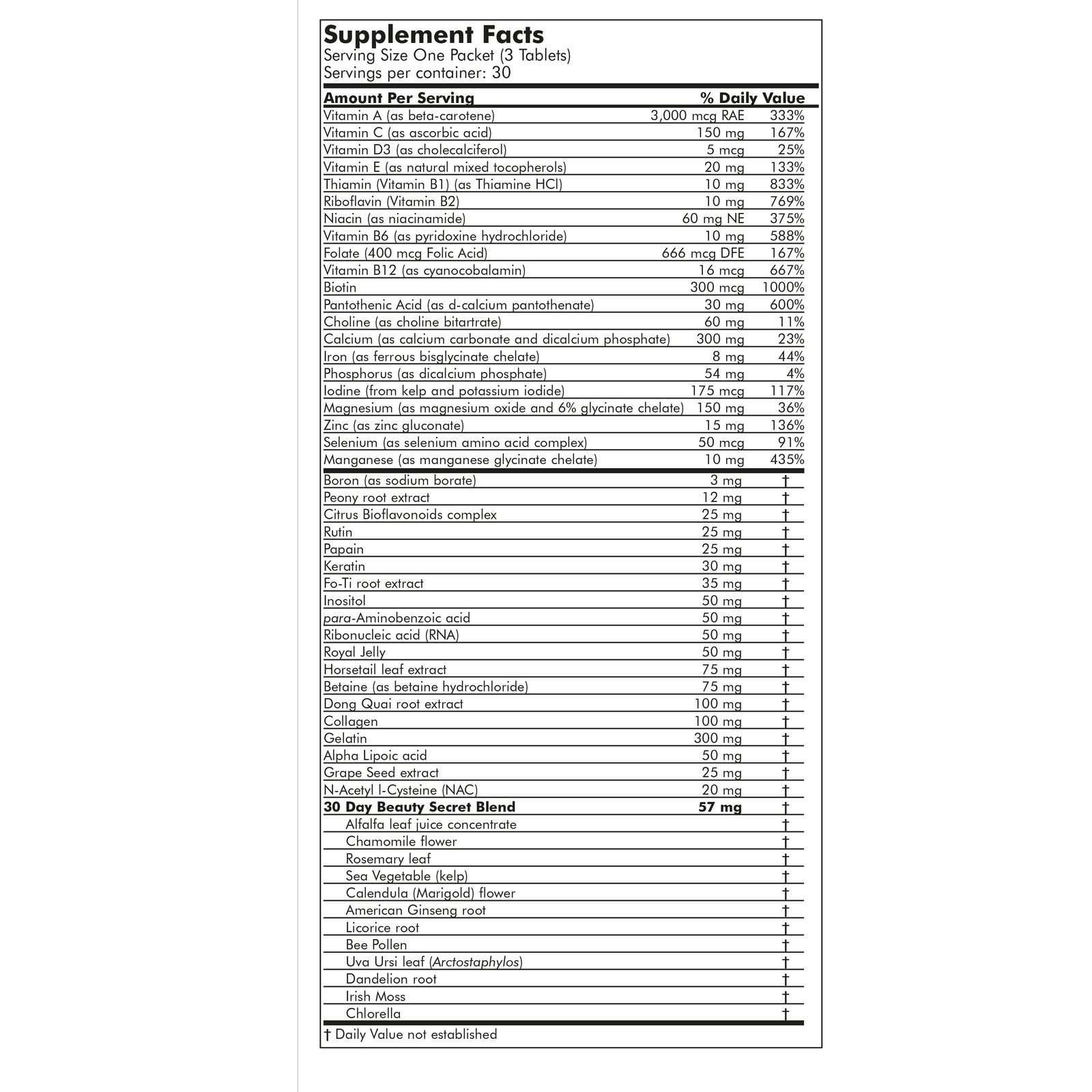Futurebiotics 30 Day Beauty Secret for Radiant Healthy Appearance, 30 Packets
