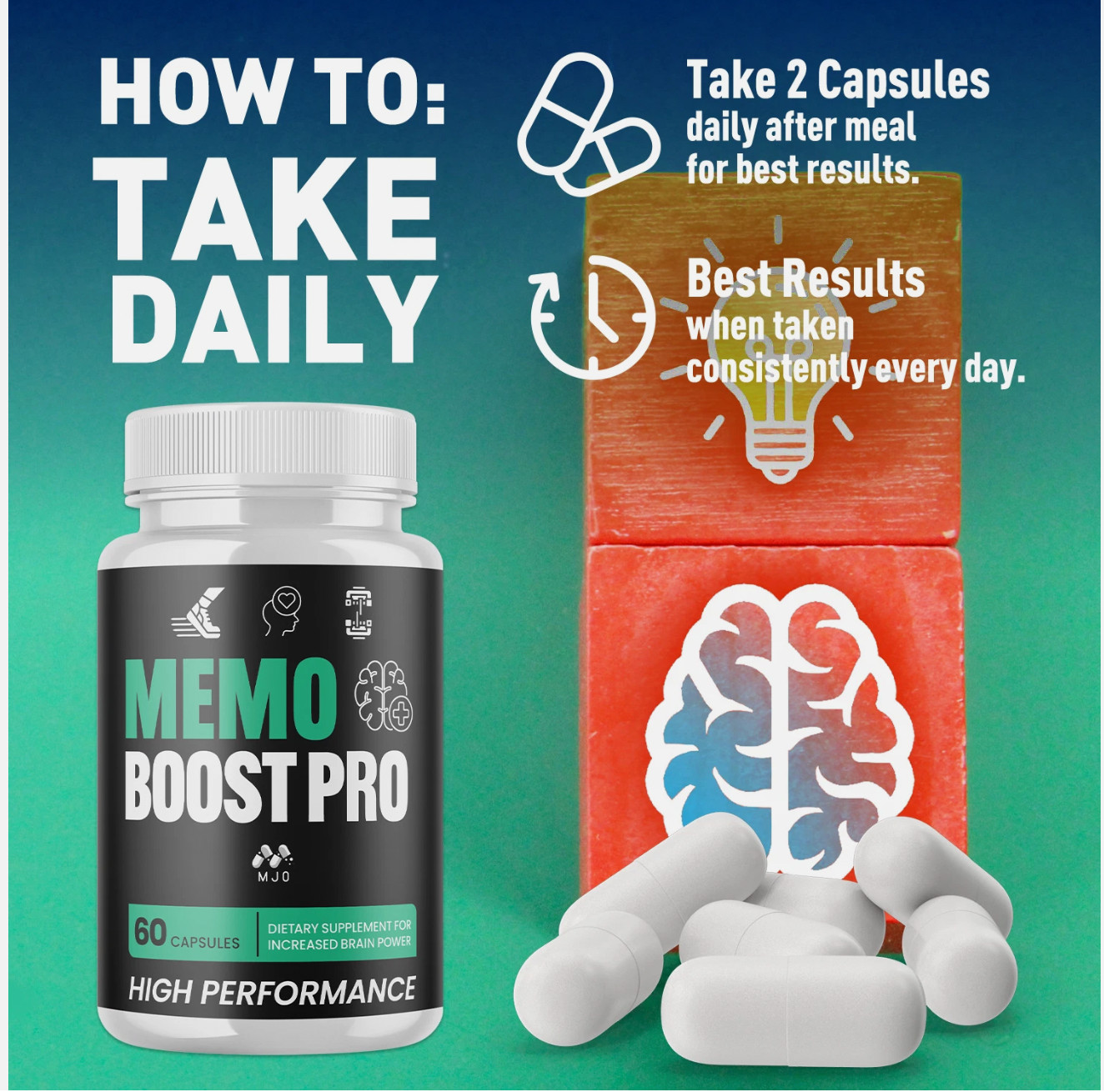 (6 Pack) Memo Boost Pro Nootropic Natural Brain Support, MemoBoostPro Capsules