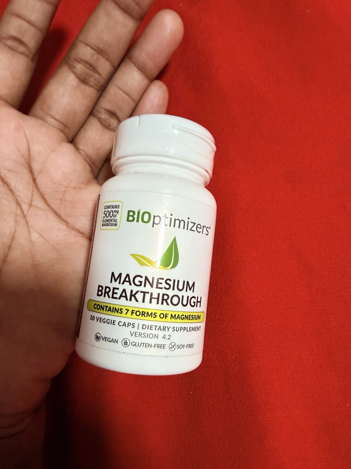 BiOptimizers Magnesium 500mg Capsules 30 Ct Vegan Gluten-Free Soy-Free