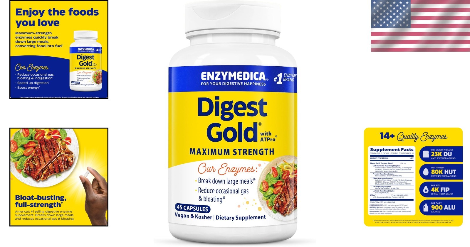 Instant Bloating Relief with Digest Gold + ATPro – 45 Digestive Capsules