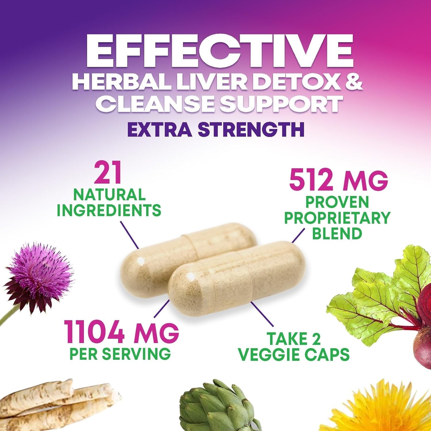 Liver Cleanse Detox Repair – 1104mg Milk Thistle Dandelion Support Supplement