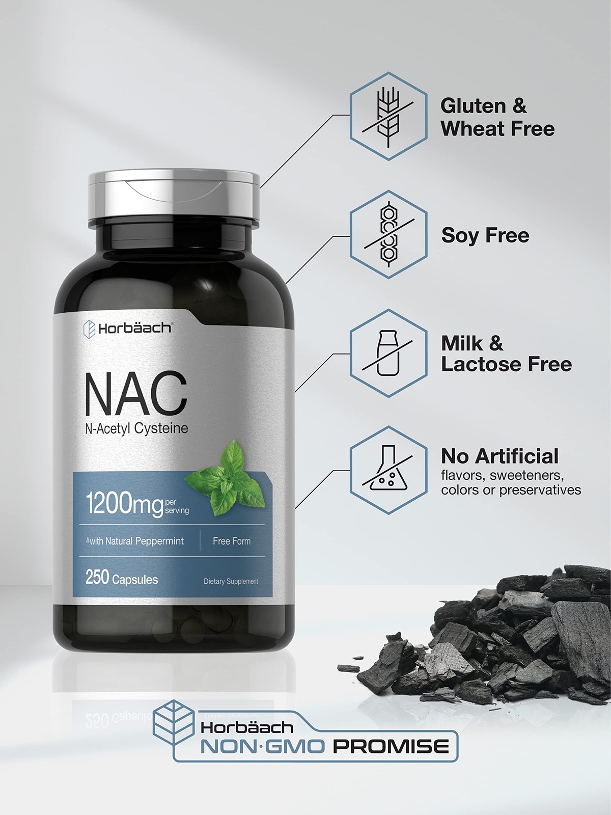 Horbäach NAC N-Acetyl Cysteine Supplement 1200mg | 250 250 Count (Pack of 1)