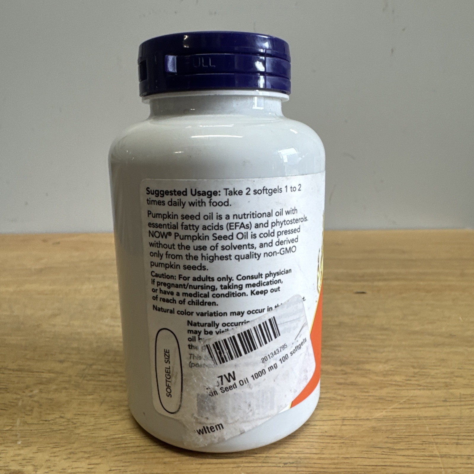 Pumpkin Seed Oil 1000mg Phytosterols 100gels Now Foods 2000mg per 2 Caps