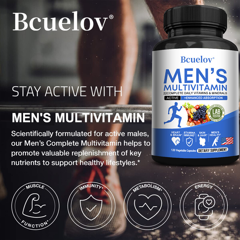 Men’S Daily Multivitamin Supplement Vitamins Minerals Enhances Energy 120 Pills