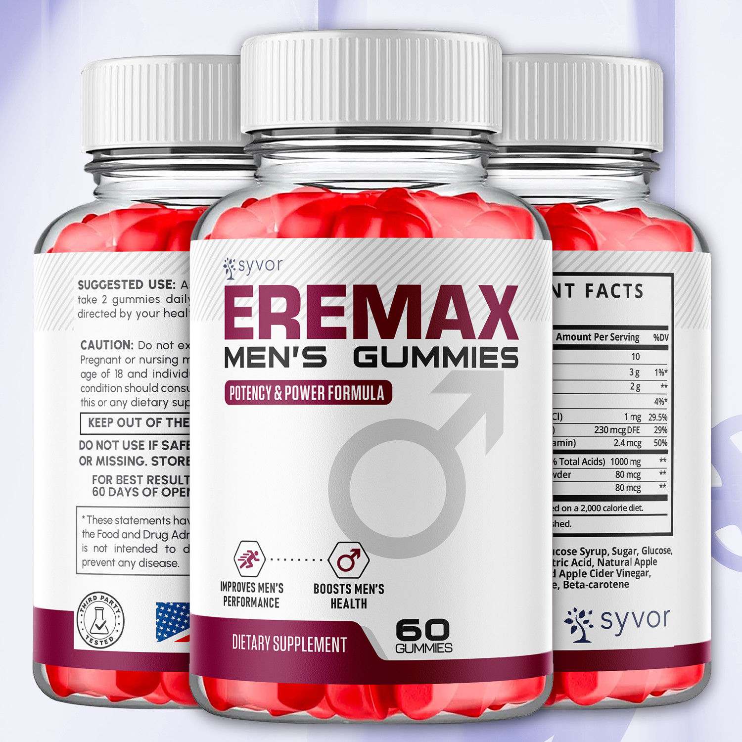 (1 Pack) Eremax Gummys Advanced Male Support Formula Ere Max Vitamin 60 Gummies