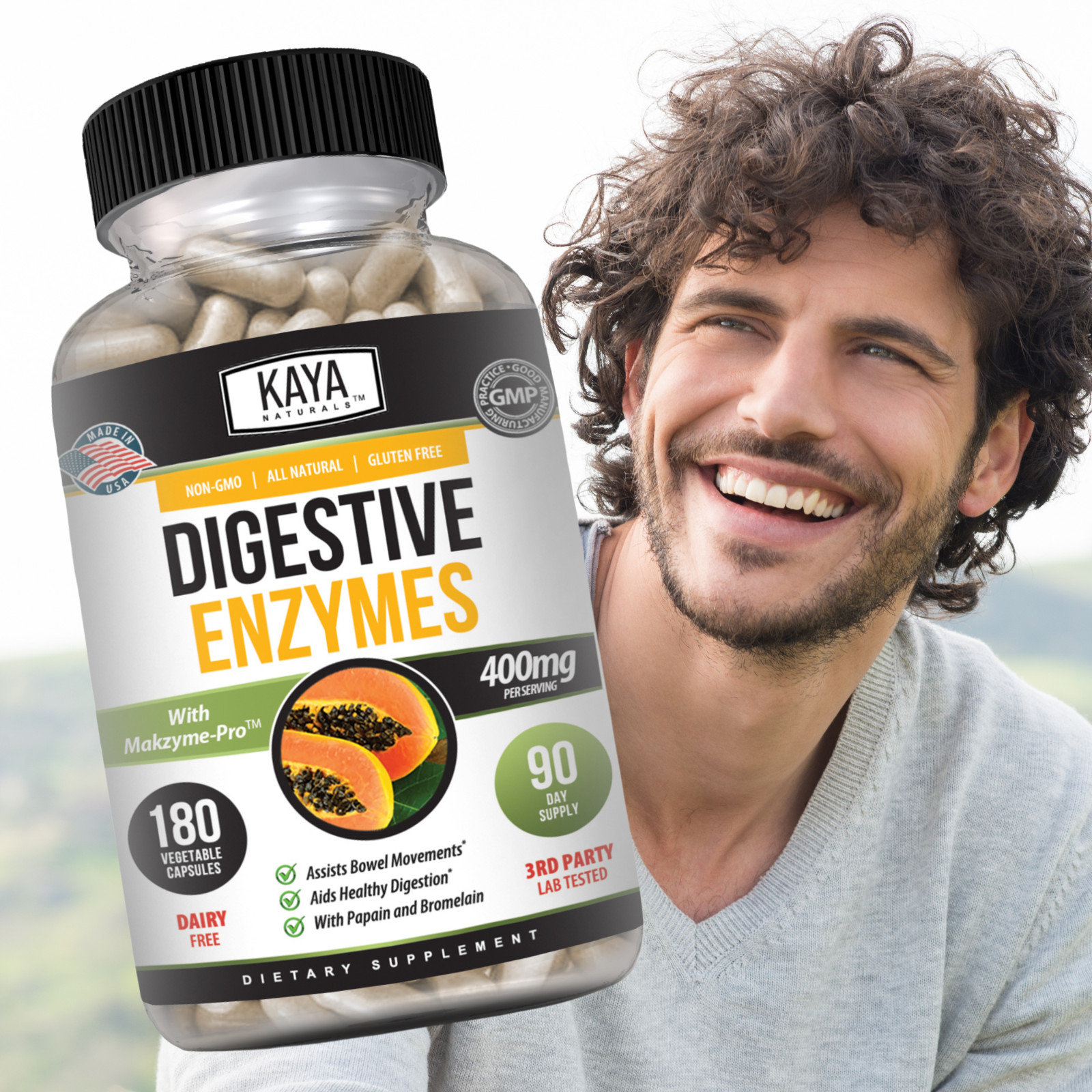 Digestive Enzymes Probiotics & Bromelain 180ct Constipation Bloating Gut Relief