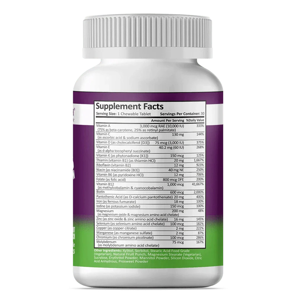 ProCare Health “1 per Day!” MultiVitamin Chewable with 18mg Iron – Fruit Punch