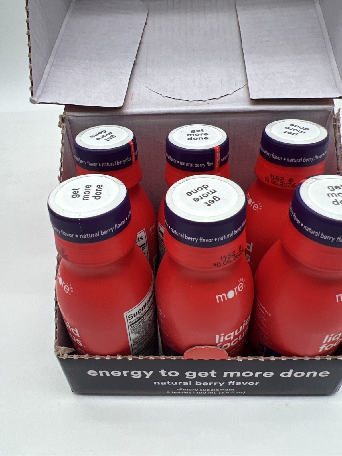 More Labs Liquid Focus Berry Flavored Supplement 3.4 Fl Oz (Pack of 6)