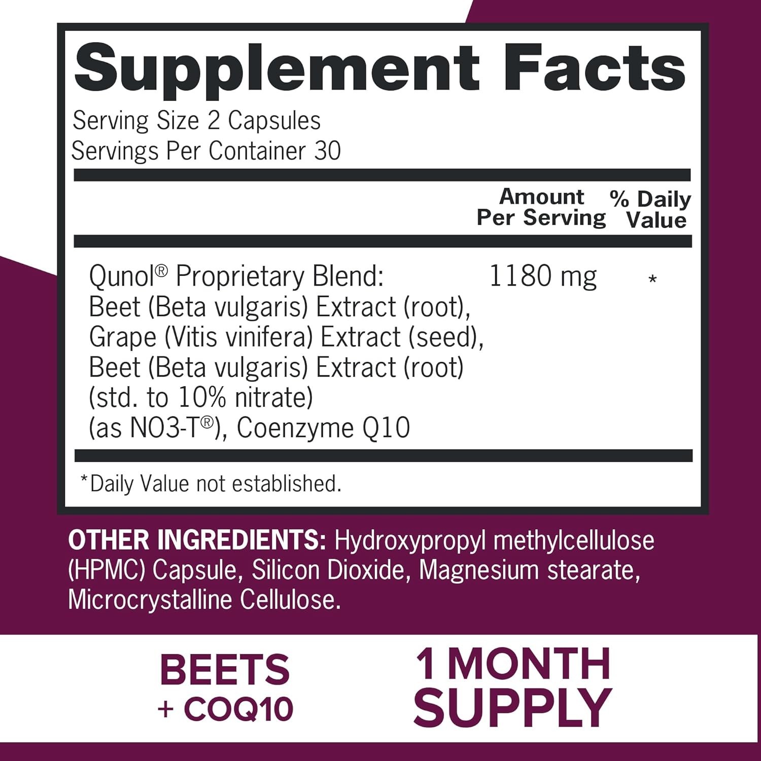 Qunol Blood Pressure Support, 3 in 1 Beets + CoQ10 + 120 Count (Pack of 1)