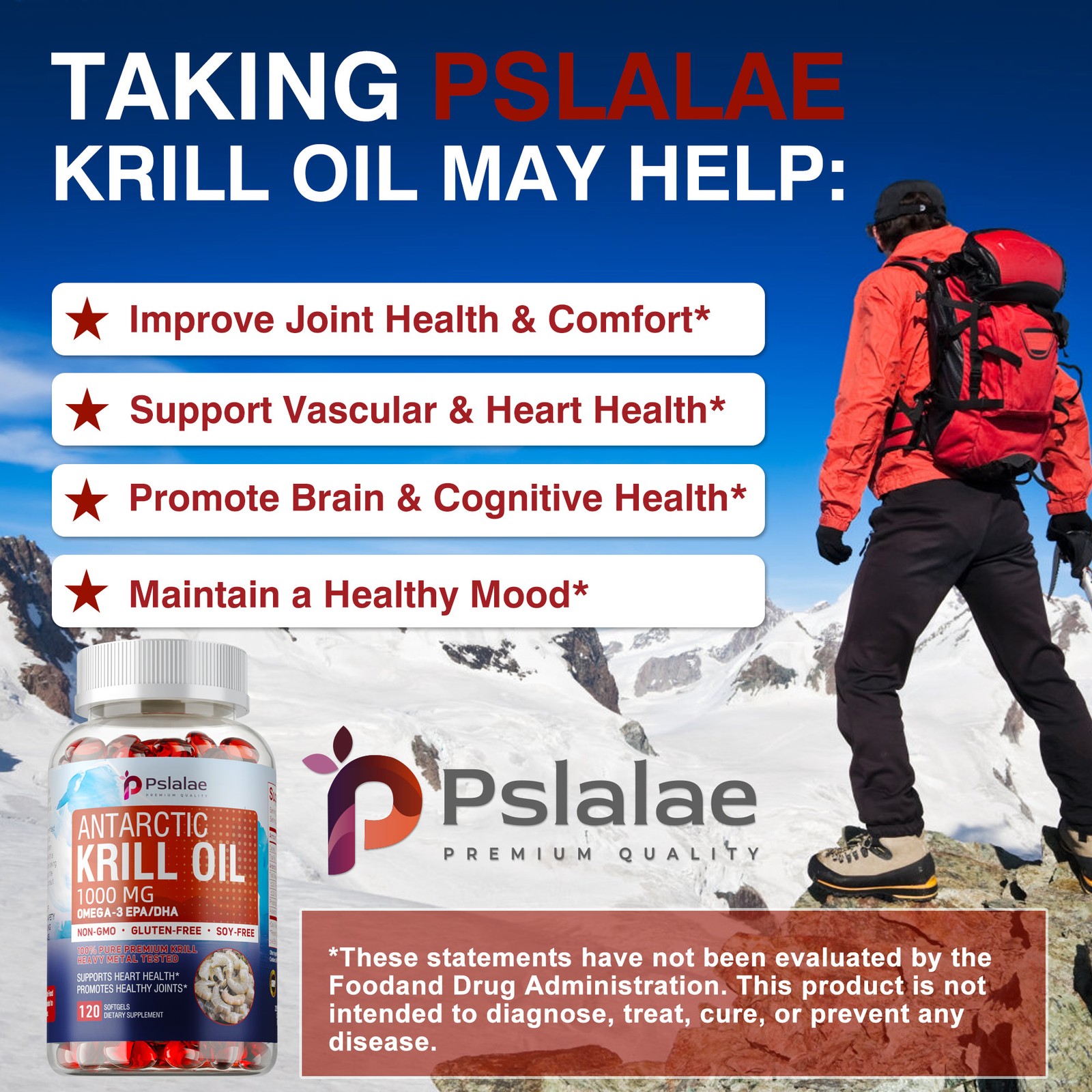 Antarctic Krill Oil 1000mg -with Omega-3 EPA, DHA, Astaxanthin and Phospholipids