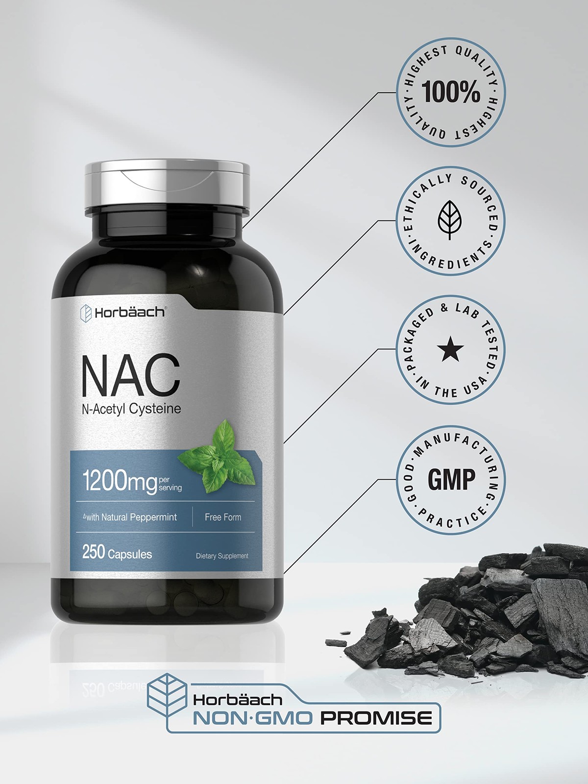 Horbäach NAC N-Acetyl Cysteine Supplement 1200mg | 250 250 Count (Pack of 1)