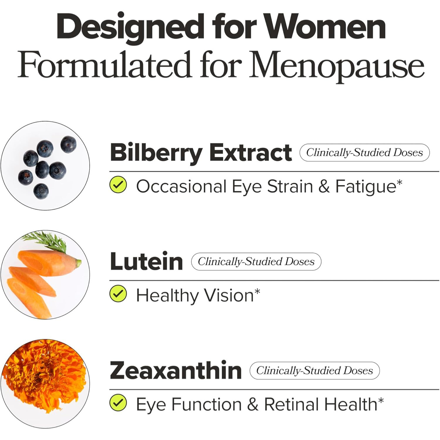O Positiv MENO Eye Health Capsules Lutein, Zeaxanthin, Bilberry Extract, Vitamin