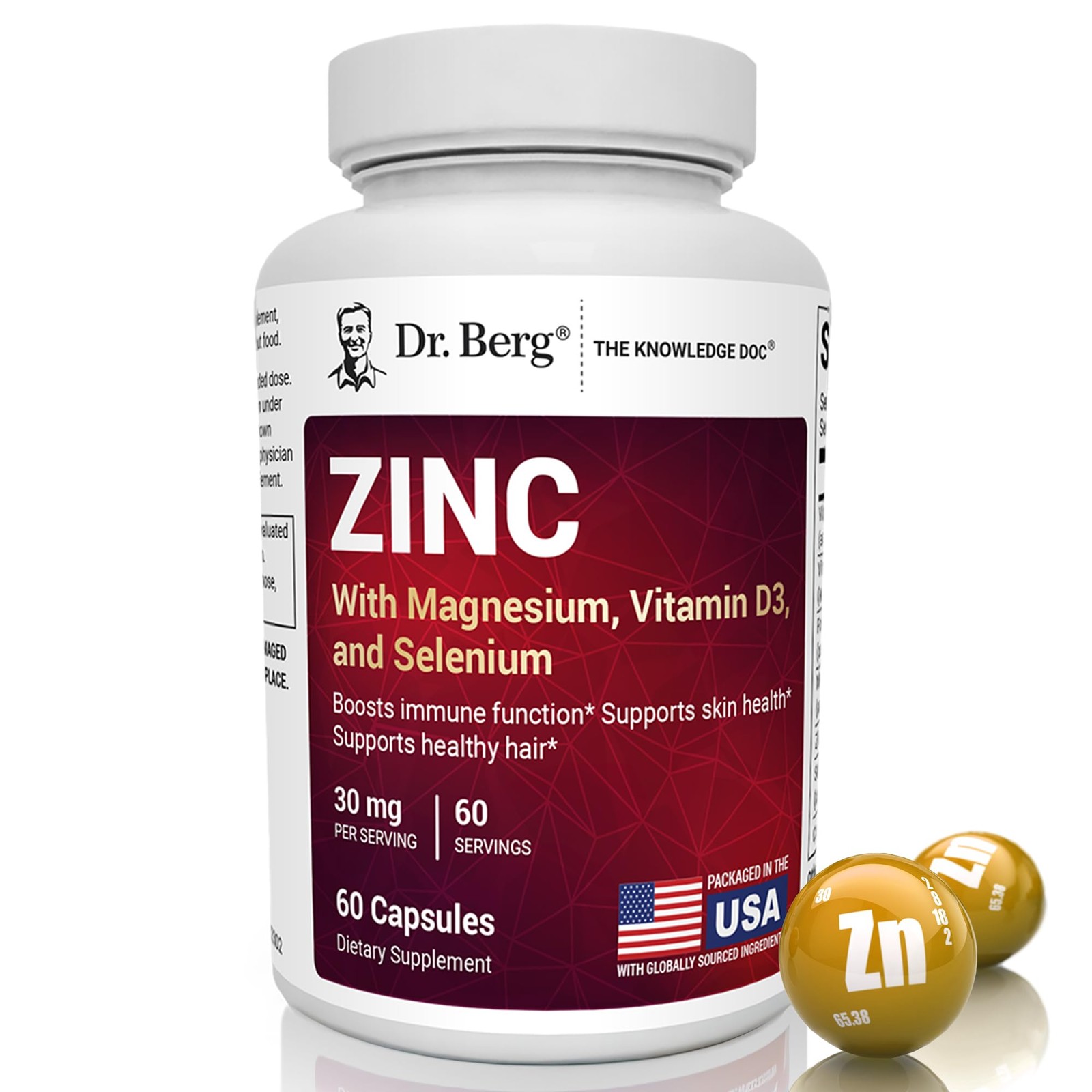 Dr. Berg Zinc 30 mg 60 Capsules – High Potency 7in1 Immune Support Formula – …