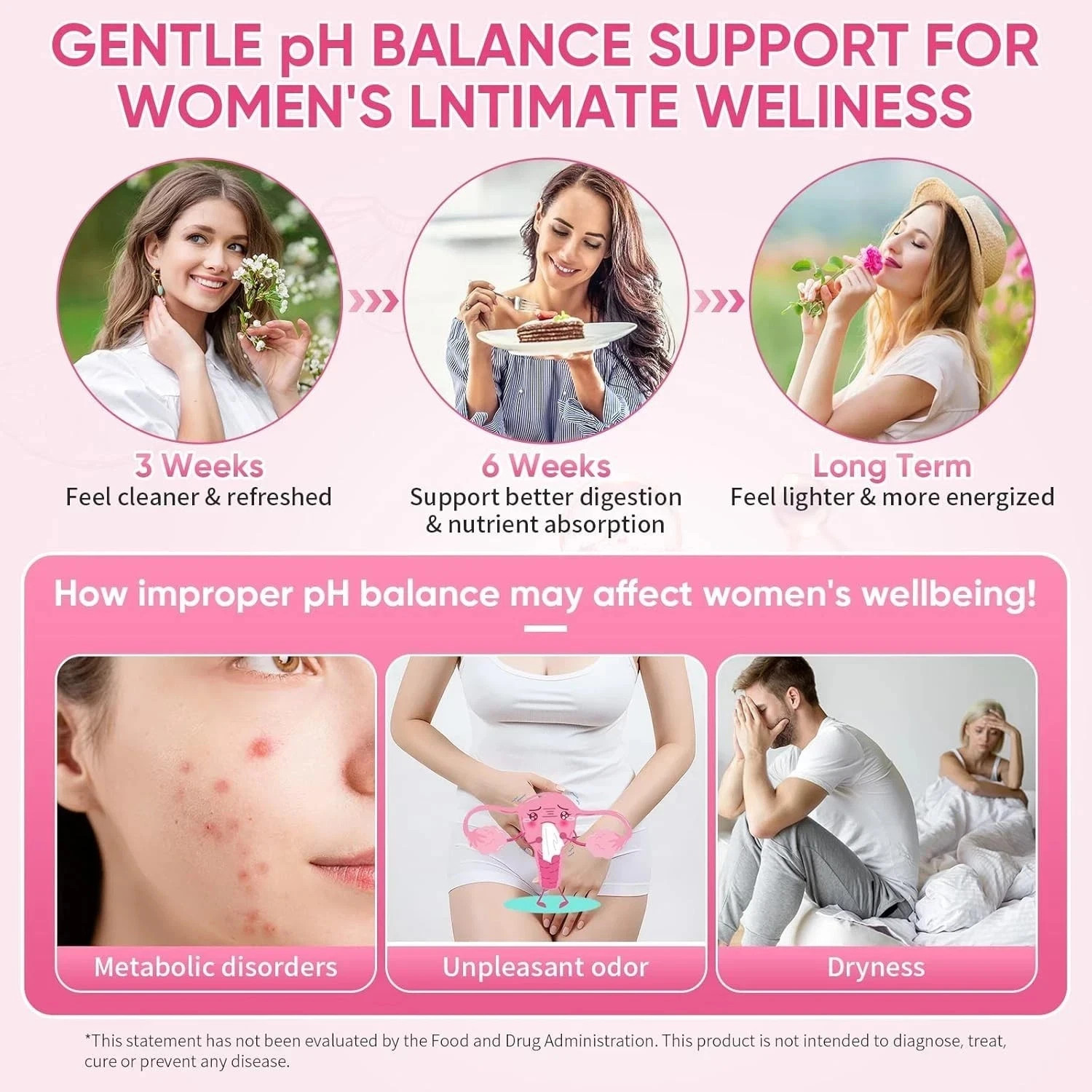 Probiotic Gummies + Slippery Elm Support Flora Women ph Balance Pineapple Flavor