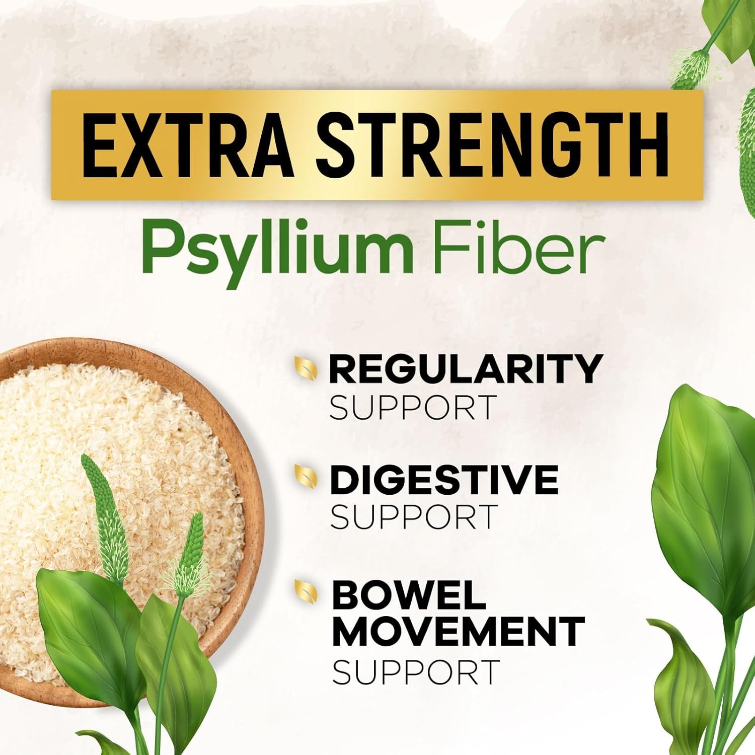 Psyllium Husk Fiber Supplement 1500Mg, Natural Daily Soluble & Insoluble Fiber P