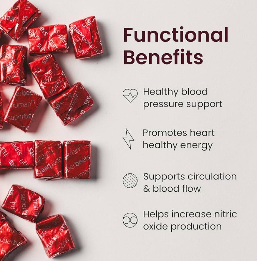 HumanN SuperBeets Heart Chews Pomegranate 180 Chews 90 Count Each X2