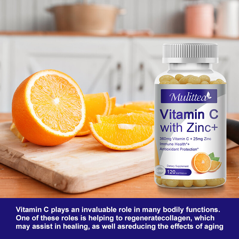 Vitamin C Capsules 1000Mg with Zinc Powerful Immune Support Antioxident 60/120PC