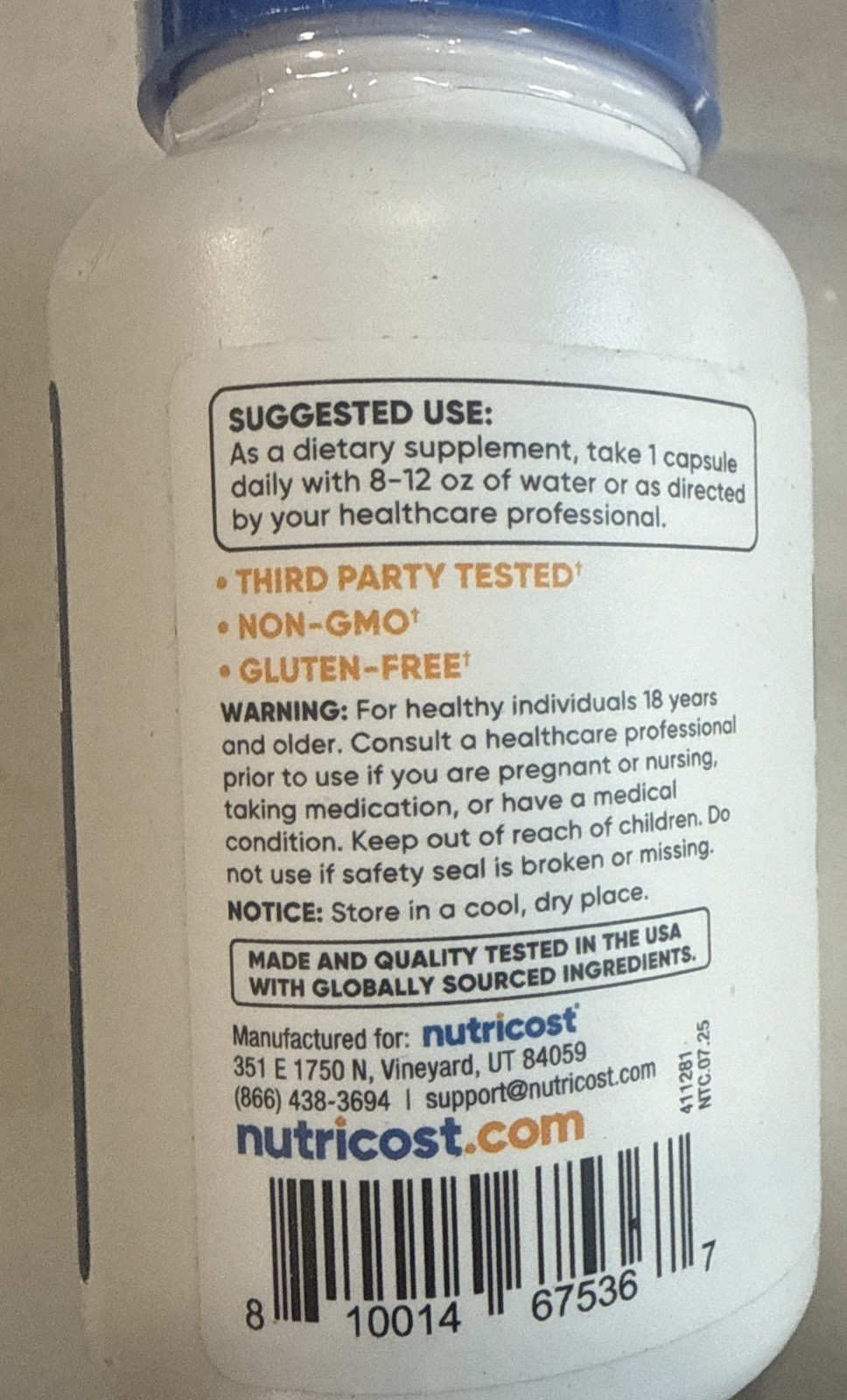 Nutricost N-Acetyl L-Cysteine (NAC) 600mg, 120 Vegetarian Capsules – Non-GMO,