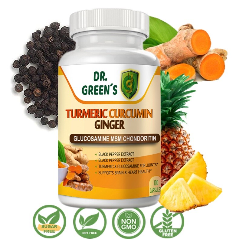 Turmeric Curcumin Piperin Biopterin 2600mg High Absorption Triple Strength 100