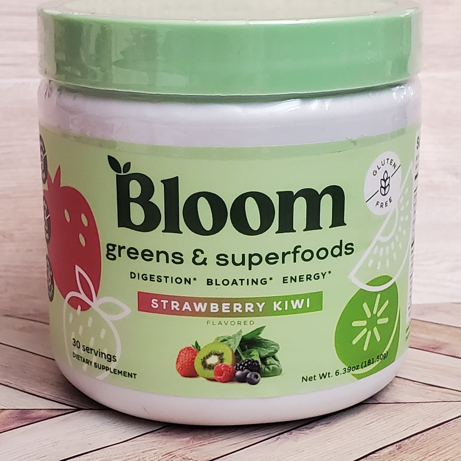 Bloom Nutrition Strawberry Kiwi Greens Superfoods 30 Servings Digestion Energy