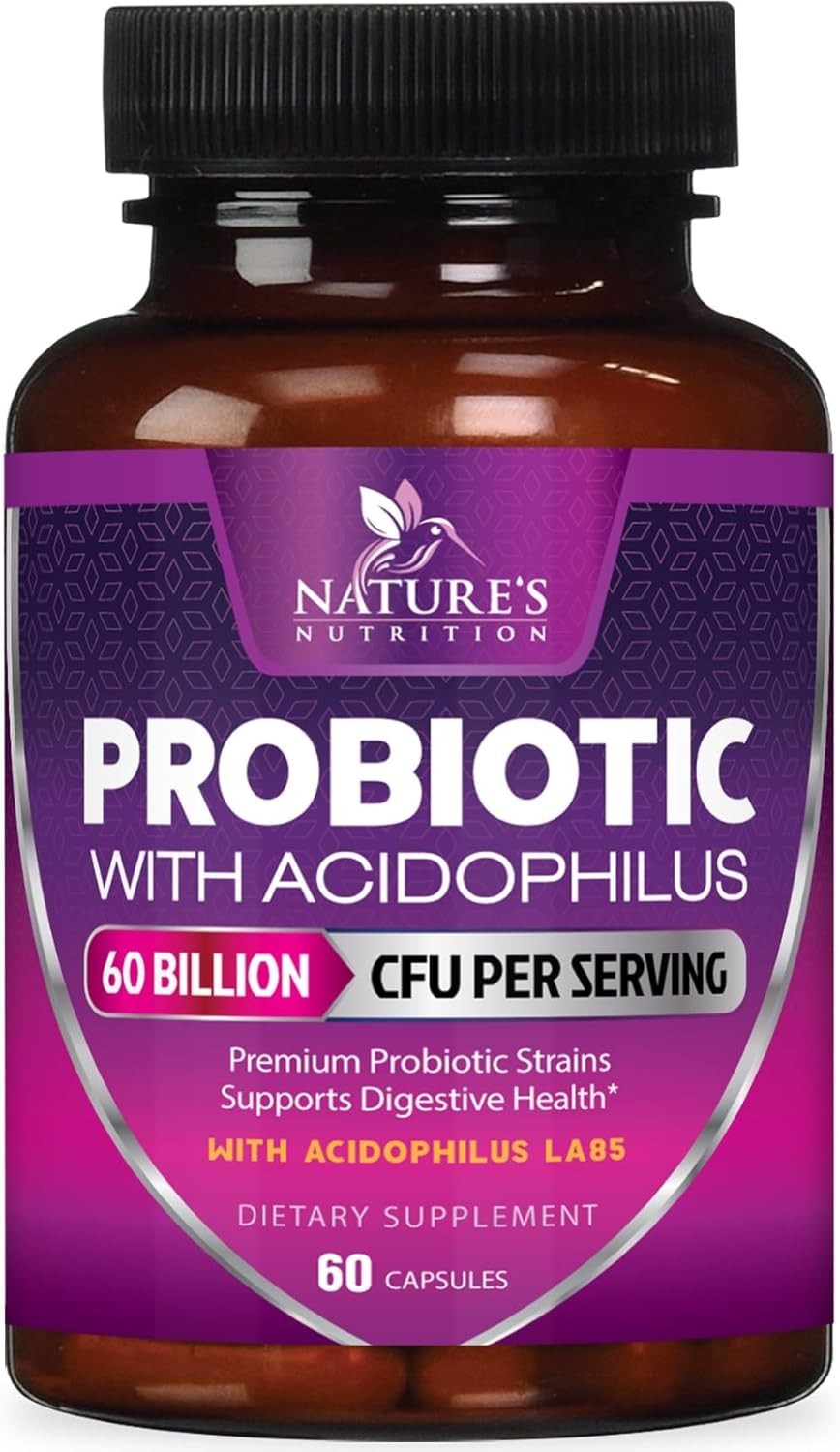Probiotics 60 Billion CFU per Serving, 10 Strains + Prebiotics, Digestive Health