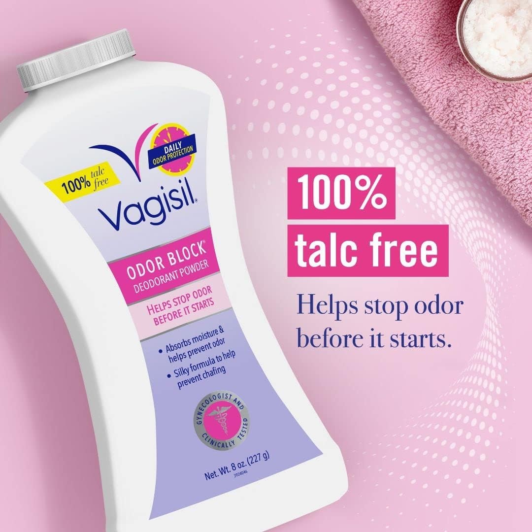 Vagisil Odor Block Deodorant Powder for Women, Helps to 8 Ounce (Pack of 1)