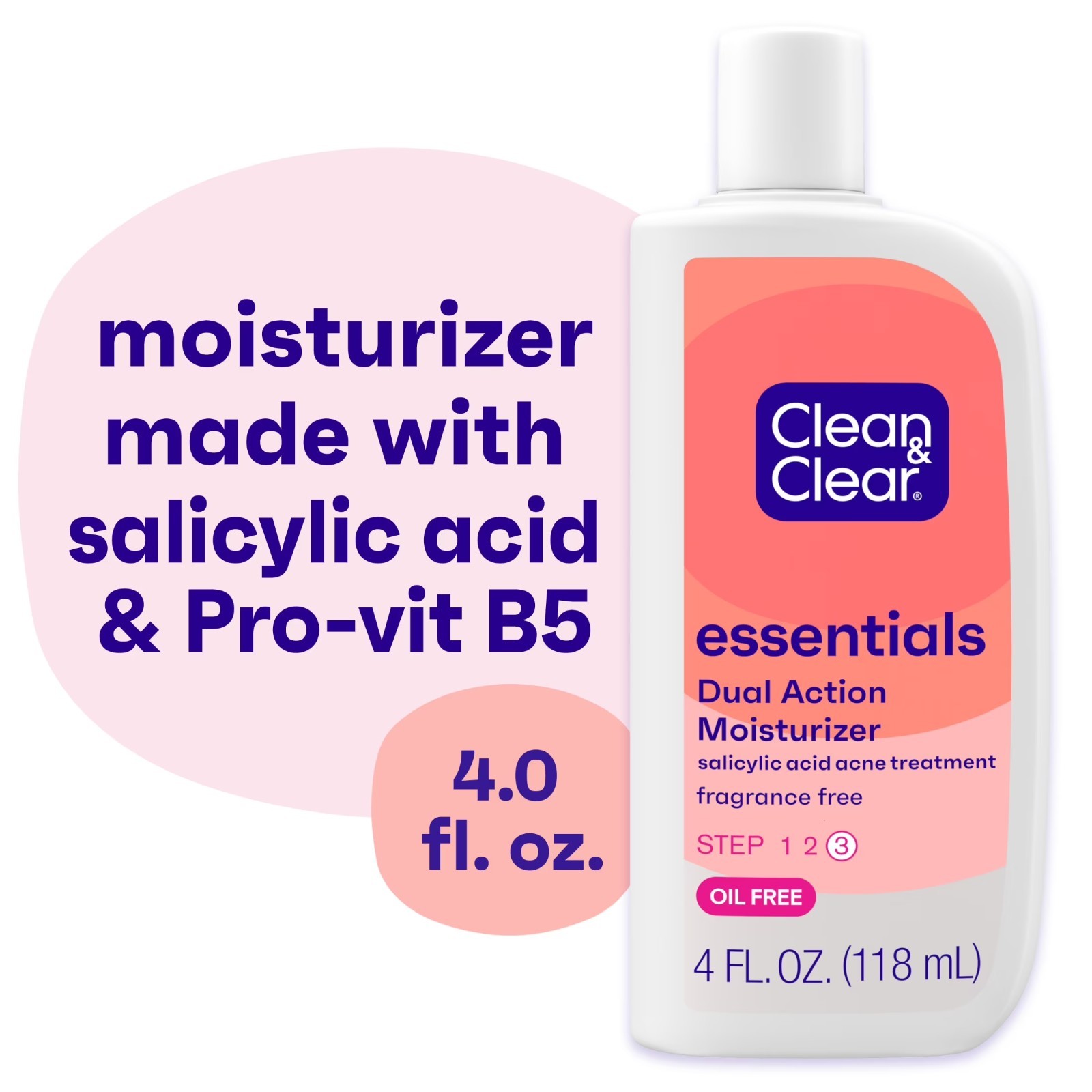 Dual Action Acne Facial Moisturizer Oil Free Skin Care 4 fl oz