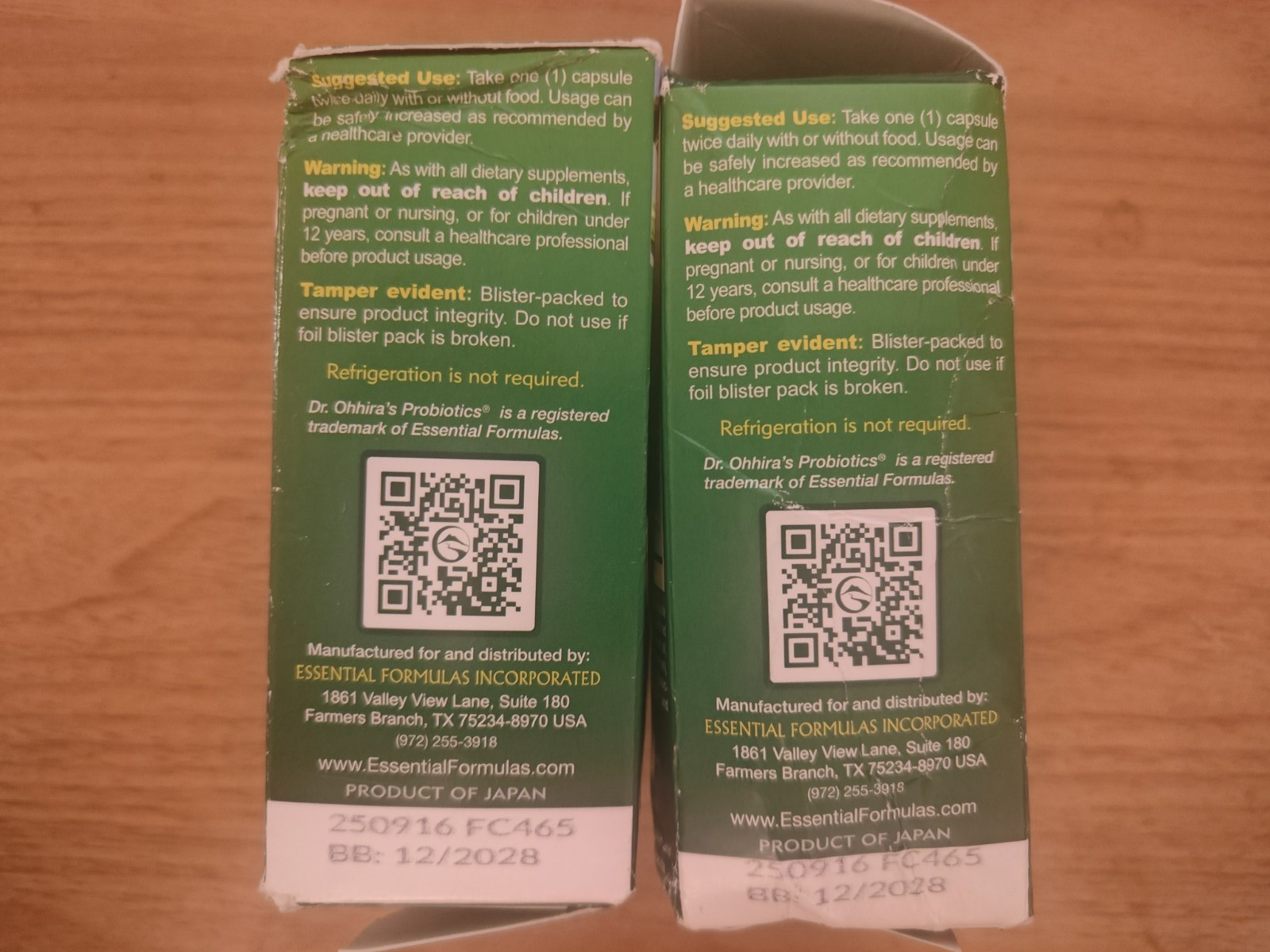 Dr. Ohhira’s Probiotics 60 Caps x 2 = 120 cap Exp 12/2028 Damaged Boxes