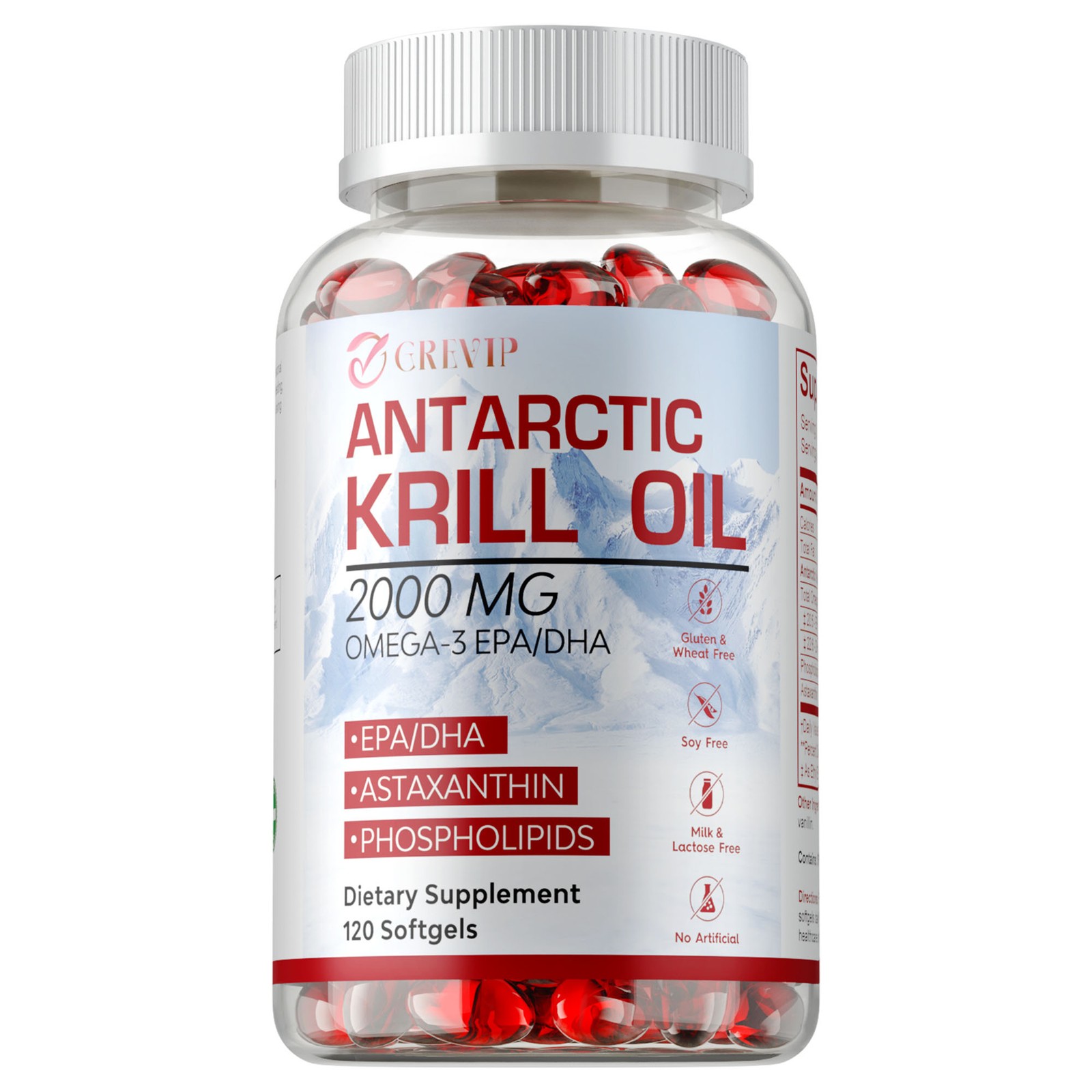 Antarctic Krill Oil 2000mg – Omega 3 EPA, DHA,Astaxanthin- Joints & Heart Health