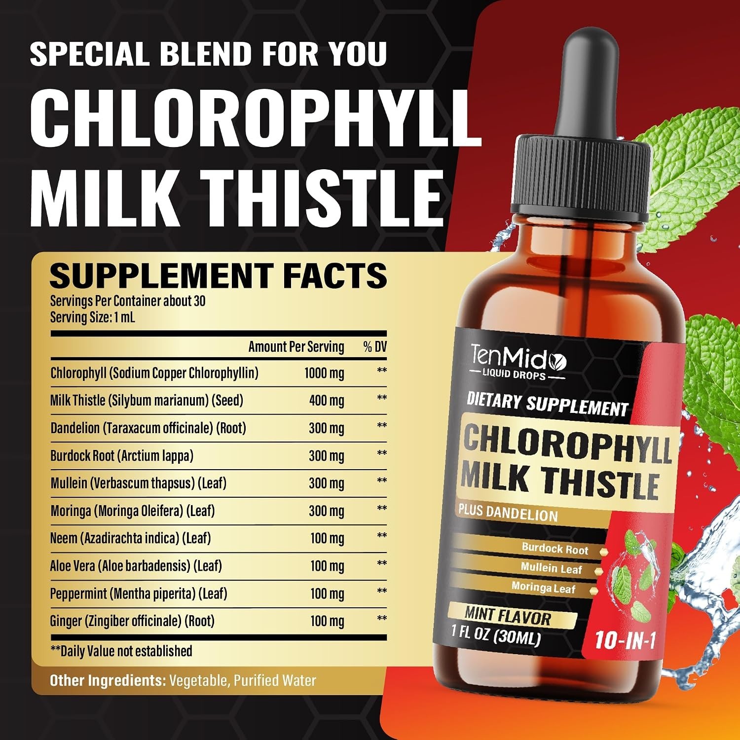 GMP-Certified Chlorophyll Drops – 12 Botanicals for Daily Health, 30 Servings