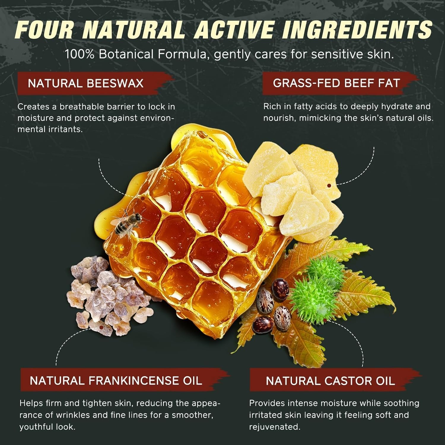 2 Pcak Beef Tallow Cream with Castor Oil and Frankincense, 100% Grass-Fed Tal…