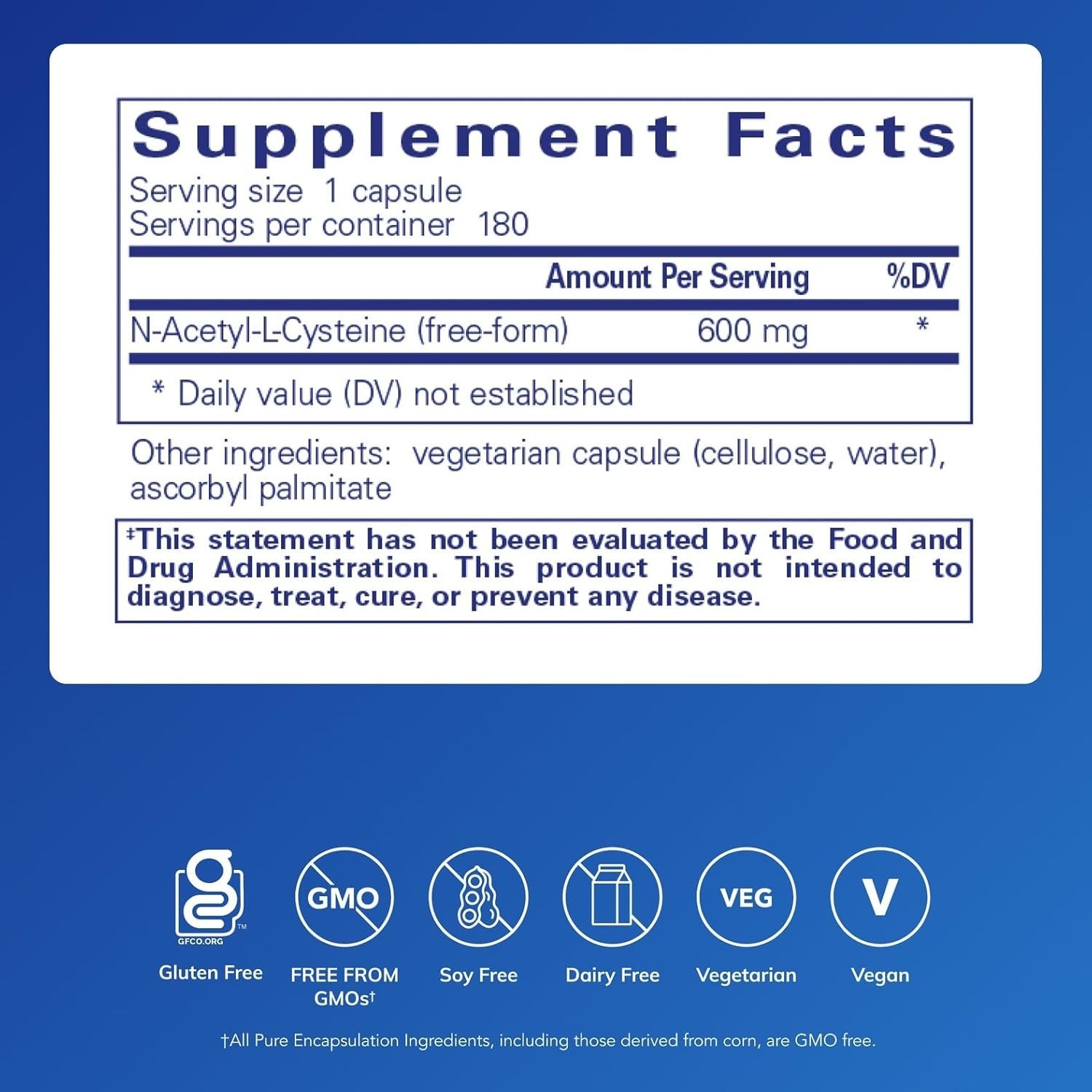 Nac 600mg 180ct Pure Encapsulation