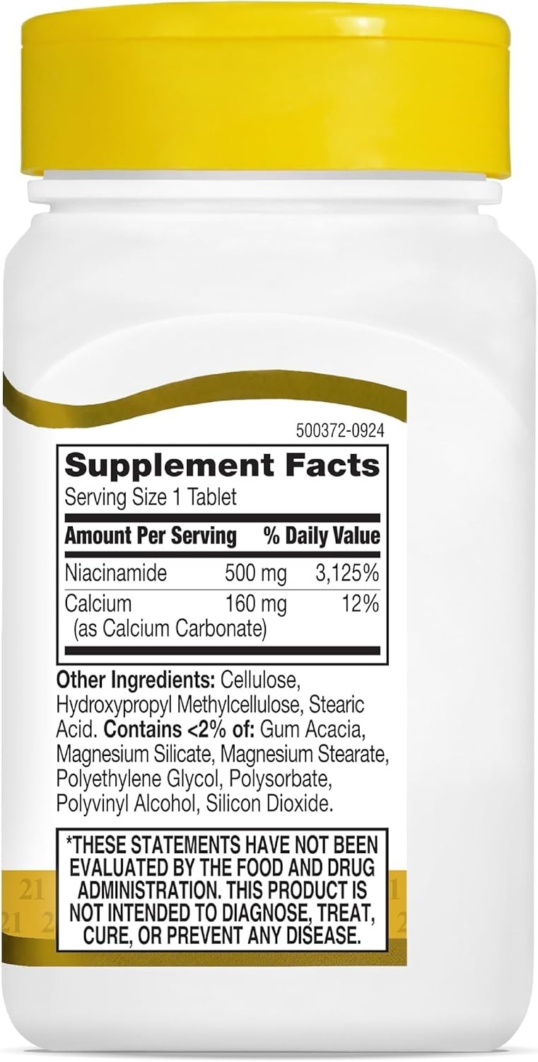 Prolonged Release 500 mg Niacinamide – 110 Count Tablets for Daily Energy Boost