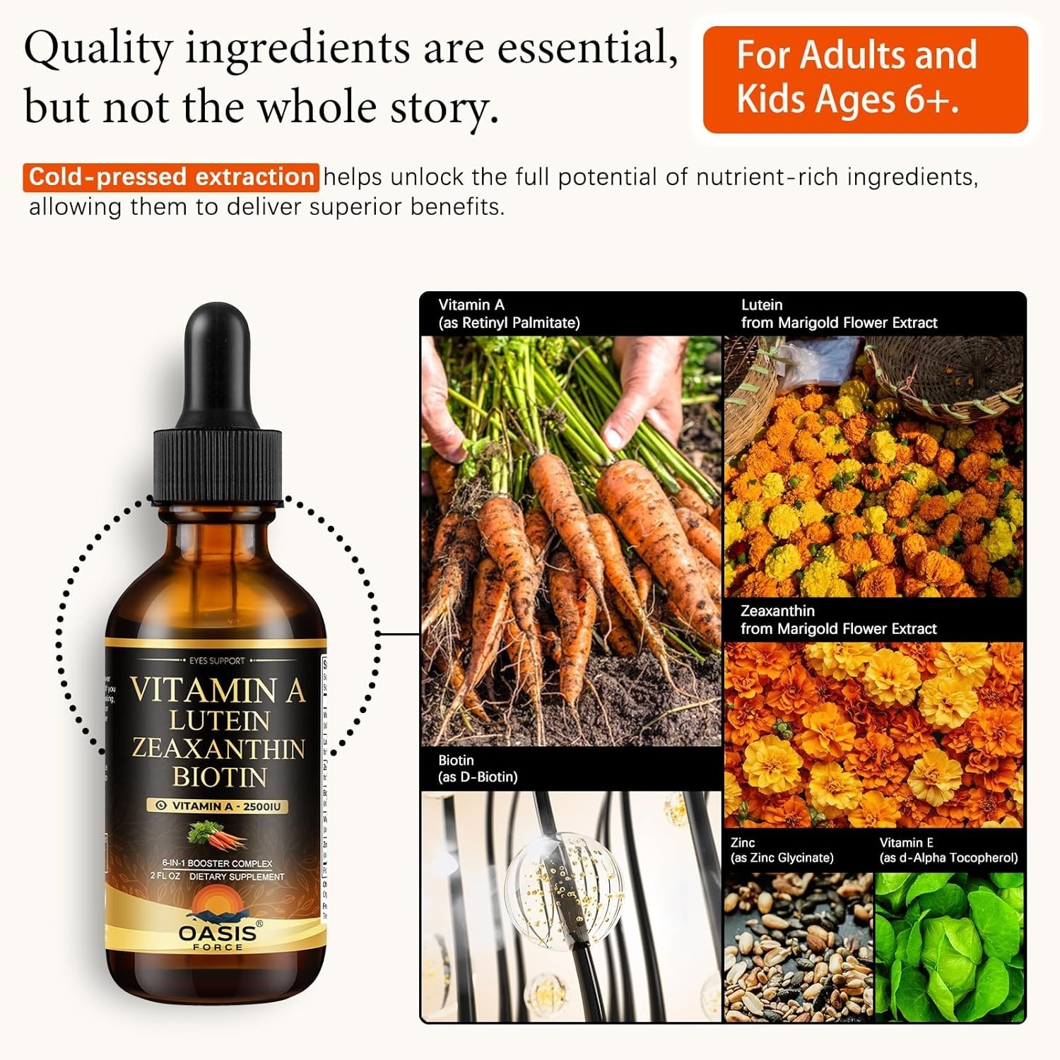 Vitamin A Liquid Supplement Lutein & Zeaxanthin Vision Eye & Immune Support